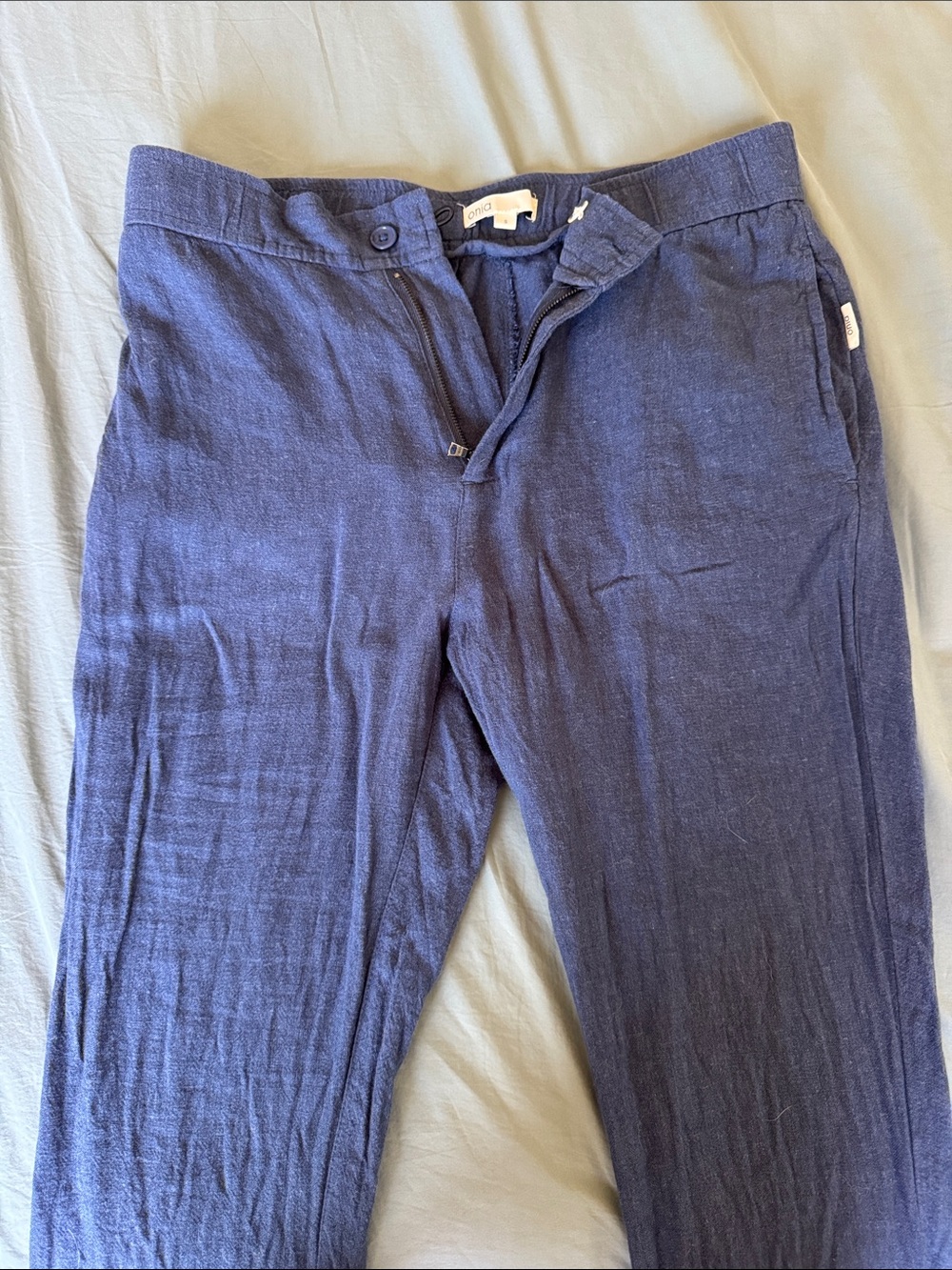 Onia Men’s Linen Blend Drawstring Pants Small Navy Blue